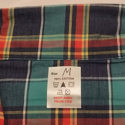 Men 100% Cotton Button Up Long Sleeve Check Tartan Nightshirt Nightwear Size S/M