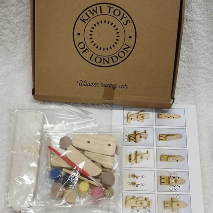 Kids DIY Kiwi Toys Of London Wooden Racing Car kit build your own toy & Paint It