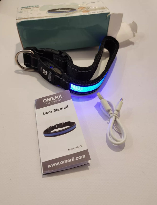 LED Dog Collar, OMERIL Reflective Dog Collar with High Visibility & Safety