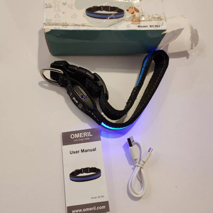 LED Dog Collar, OMERIL Reflective Dog Collar with High Visibility & Safety