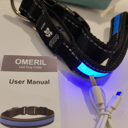 LED Dog Collar, OMERIL Reflective Dog Collar with High Visibility & Safety