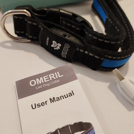 LED Dog Collar, OMERIL Reflective Dog Collar with High Visibility & Safety