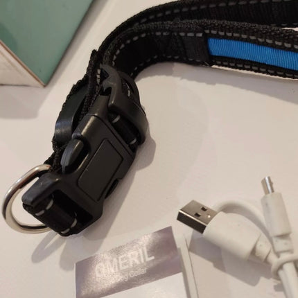 LED Dog Collar, OMERIL Reflective Dog Collar with High Visibility & Safety