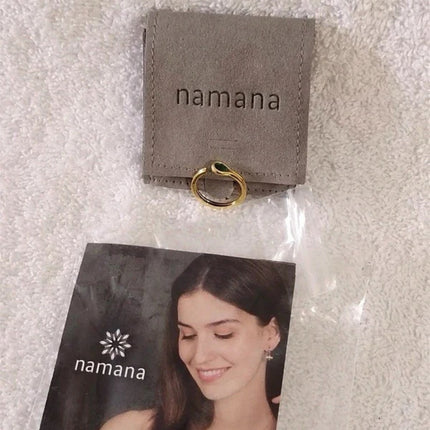 Namana Dainty Emerald and Gold Colour Adjustable Size Ring for Women New