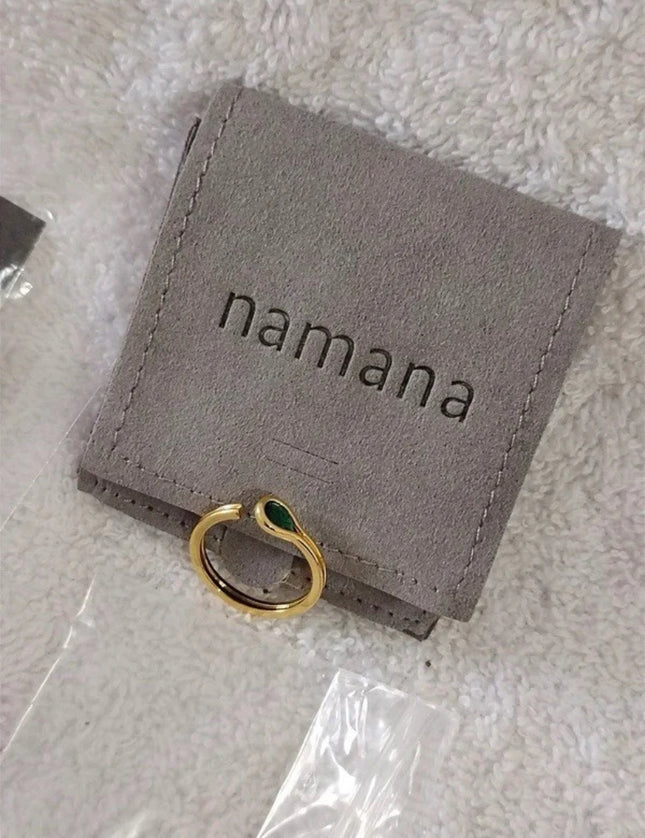 Namana Dainty Emerald and Gold Colour Adjustable Size Ring for Women New