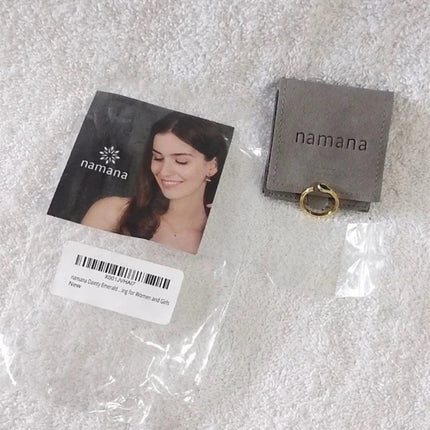 Namana Dainty Emerald and Gold Colour Adjustable Size Ring for Women New