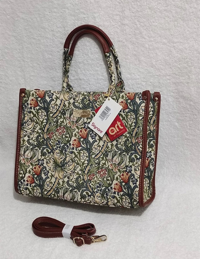 Signare Tapestry Tote City Bag Shoulder Casual Work Women HandBag Golden Lily