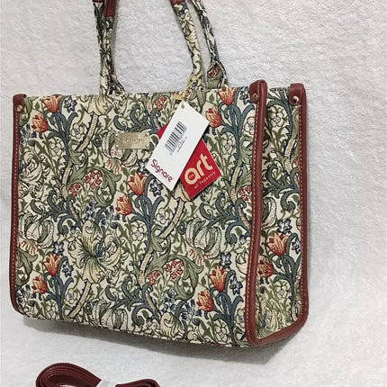 Signare Tapestry Tote City Bag Shoulder Casual Work Women HandBag Golden Lily