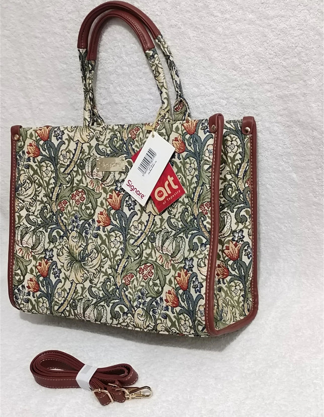 Signare Tapestry Tote City Bag Shoulder Casual Work Women HandBag Golden Lily