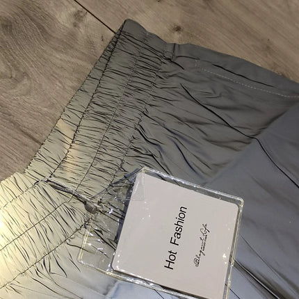 Reflective pants women sporting jogger grey trouser size XL