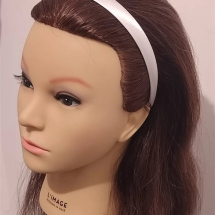 Satin Covered 1.5CM Wide Headband Plain Colour HairBand Ladies Girl Women White