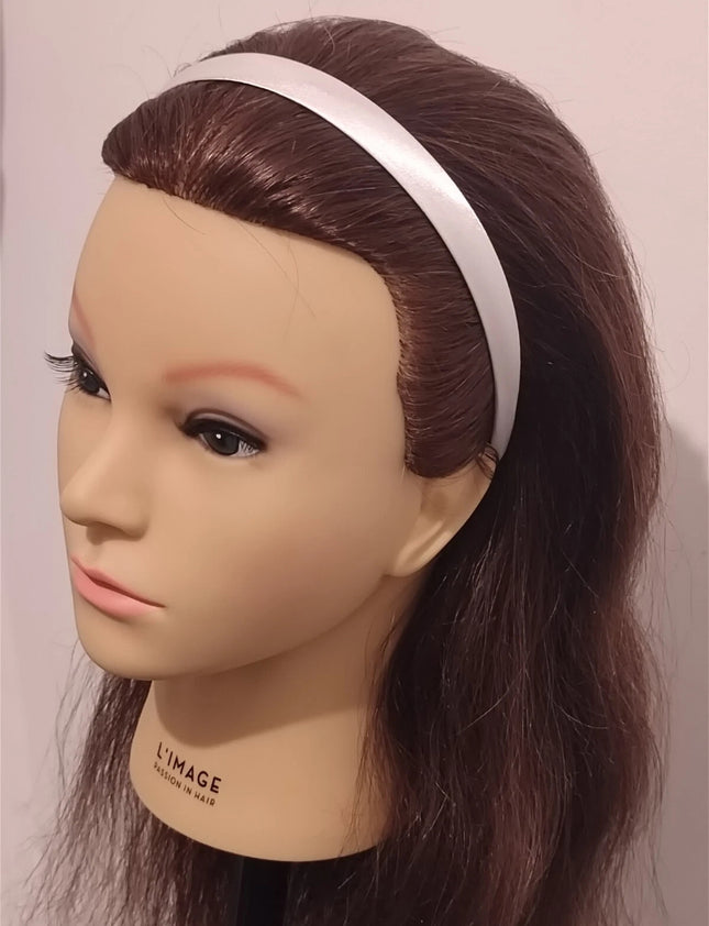 Satin Covered 1.5CM Wide Headband Plain Colour HairBand Ladies Girl Women White