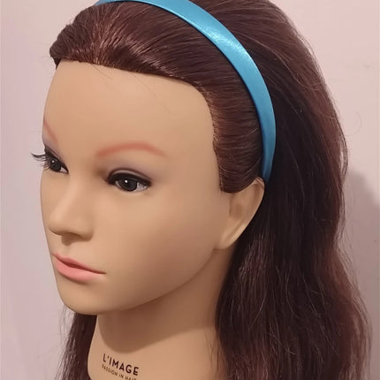 Satin Covered 1.5CM Wide Headband Plain Colour Hair Band Ladies Girls Women Blue