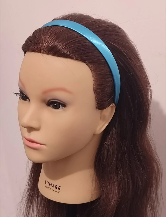 Satin Covered 1.5CM Wide Headband Plain Colour Hair Band Ladies Girls Women Blue