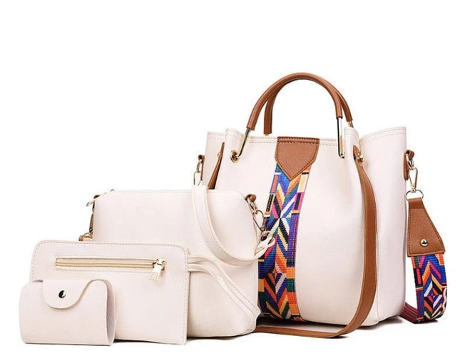 4PCS/Set Women Elegant Leather Handbag Hoo Satchel Purse Tote Shoulder Bag