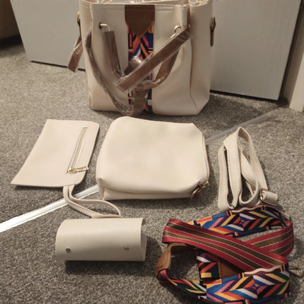 4PCS/Set Women Elegant Leather Handbag Hoo Satchel Purse Tote Shoulder Bag