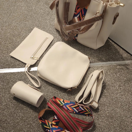 4PCS/Set Women Elegant Leather Handbag Hoo Satchel Purse Tote Shoulder Bag