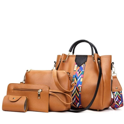 4PCS/Set Women Elegant Leather Handbag Hoo Satchel Purse Tote Shoulder Bag