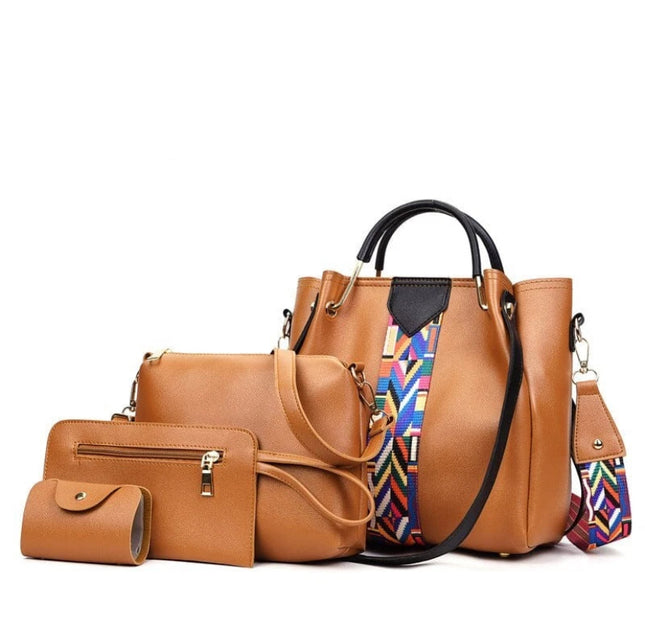 4PCS/Set Women Elegant Leather Handbag Hoo Satchel Purse Tote Shoulder Bag