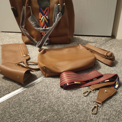 4PCS/Set Women Elegant Leather Handbag Hoo Satchel Purse Tote Shoulder Bag