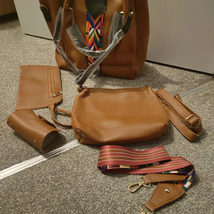 4PCS/Set Women Elegant Leather Handbag Hoo Satchel Purse Tote Shoulder Bag