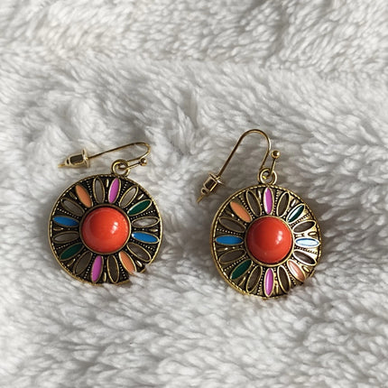 Elegant Vintage Geometric Circle Drop Earrings Women Accessories Bohemian Style