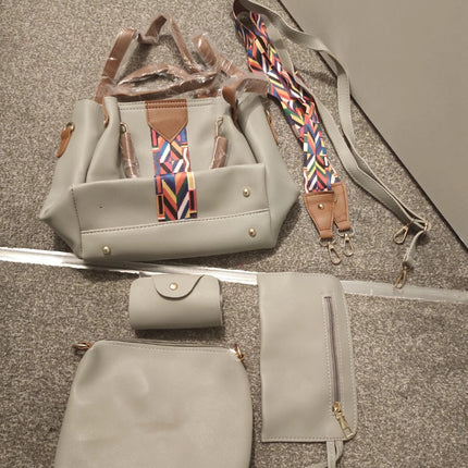 4PCS/Set Women Elegant Leather Handbag Hoo Satchel Purse Tote Shoulder Bag