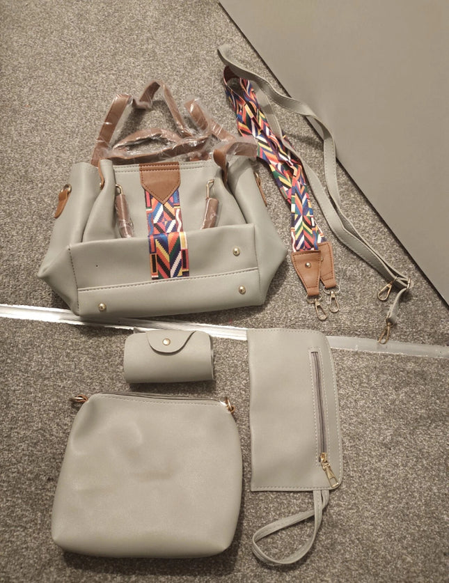 4PCS/Set Women Elegant Leather Handbag Hoo Satchel Purse Tote Shoulder Bag