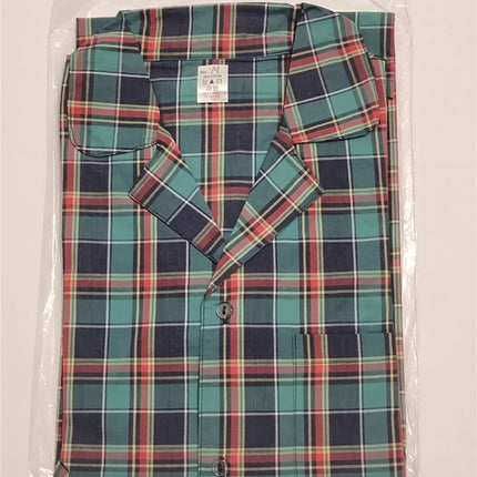 Men 100% Cotton Button Up Long Sleeve Check Tartan Nightshirt Nightwear Size S/M