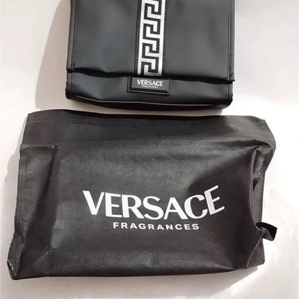 Versace fragrances institutional pouch for men black faux leather
