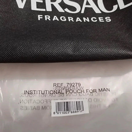 Versace fragrances institutional pouch for men black faux leather