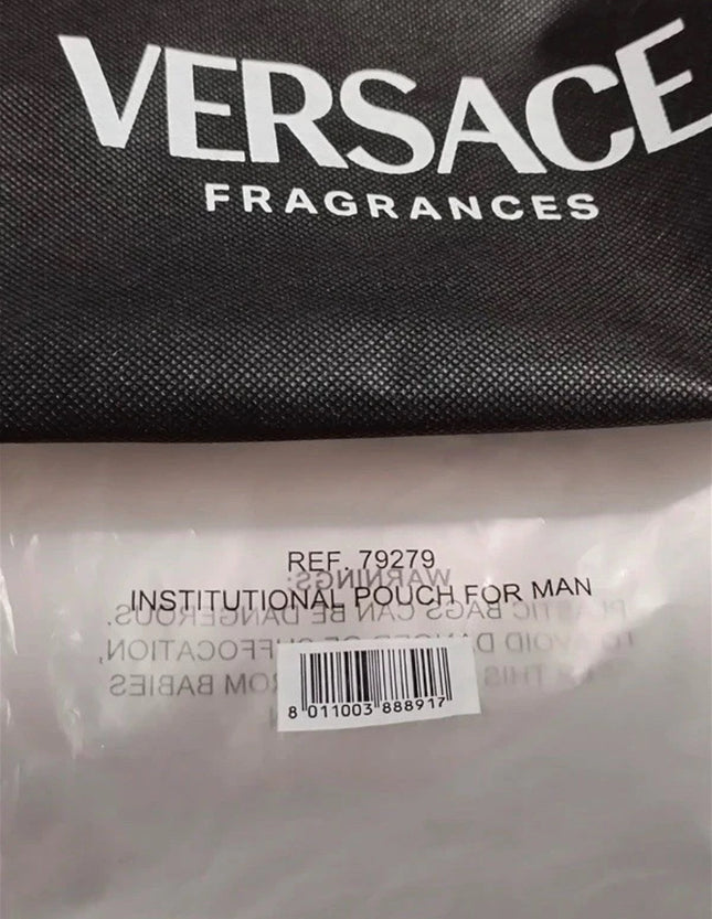 Versace fragrances institutional pouch for men black faux leather