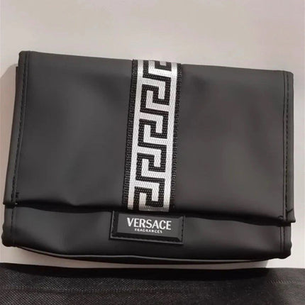 Versace fragrances institutional pouch for men black faux leather