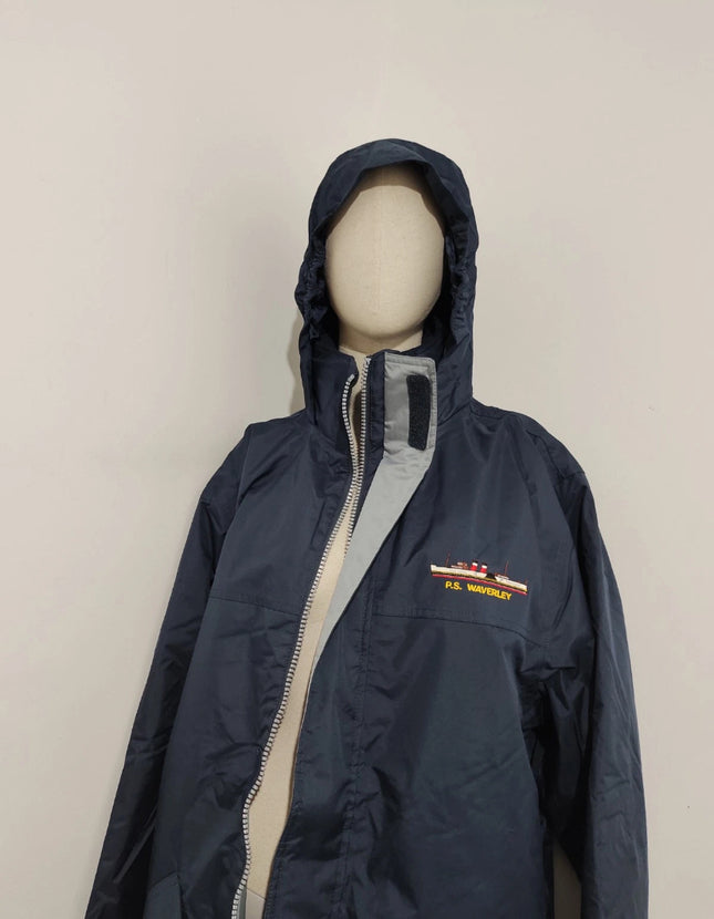 Waverley waterproof men jacket navy size L with embroidery logo &Hideable Hoodie