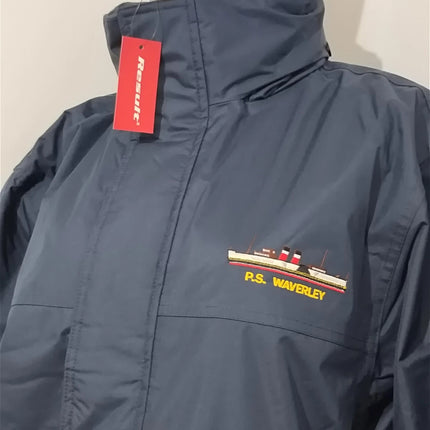 Waverley waterproof men jacket navy size L with embroidery logo &Hideable Hoodie