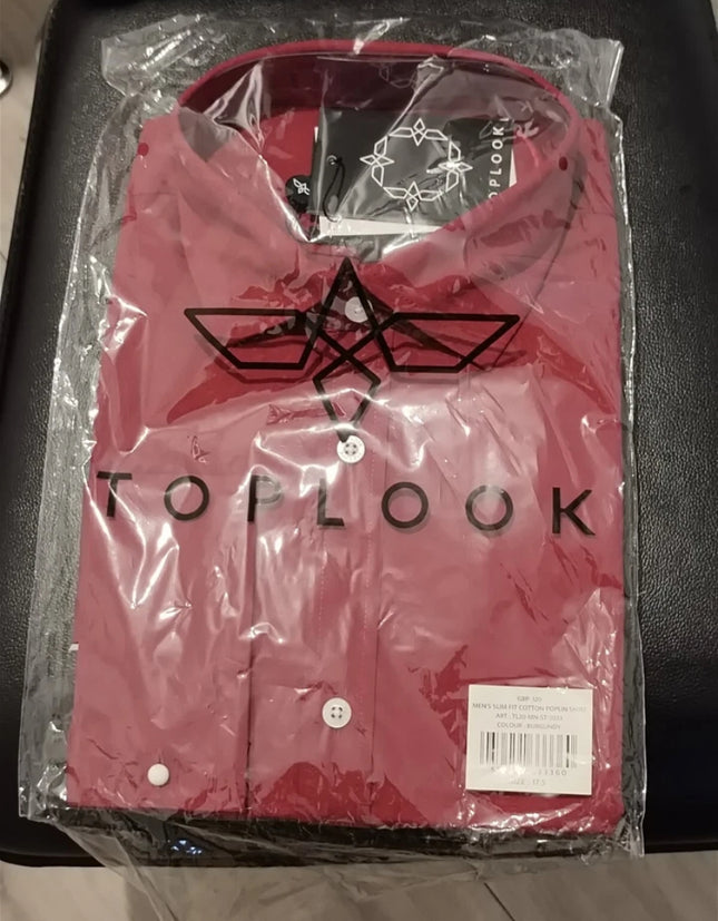 RRP £120 Top Look Brand new men's Formal slim fit 100% cotton poplin shirt Size