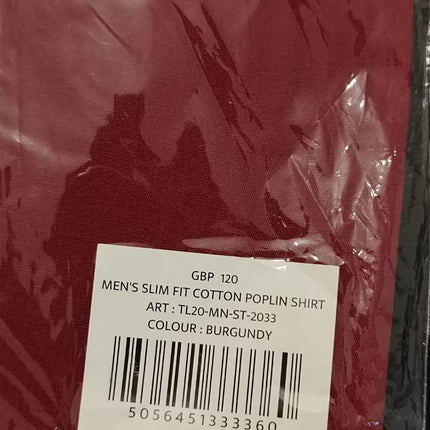 RRP £120 Top Look Brand new men's Formal slim fit 100% cotton poplin shirt Size