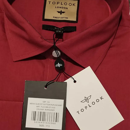 RRP £120 Top Look Brand new men's Formal slim fit 100% cotton poplin shirt Size