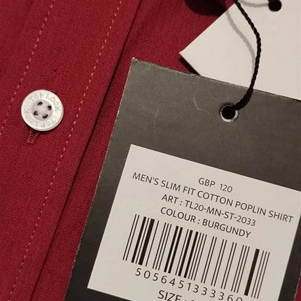 RRP £120 Top Look Brand new men's Formal slim fit 100% cotton poplin shirt Size