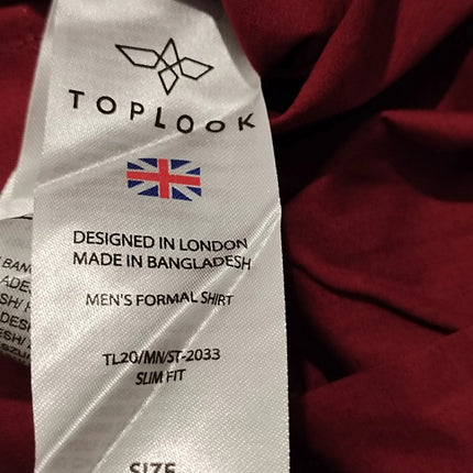 RRP £120 Top Look Brand new men's Formal slim fit 100% cotton poplin shirt Size