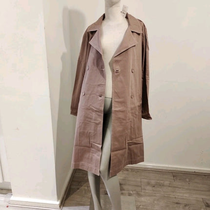 ASOS RRP £75 Cotton On Belted Casual Trench Coat Washed Taupe Oversized UK 8