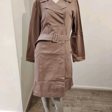 ASOS RRP £75 Cotton On Belted Casual Trench Coat Washed Taupe Oversized UK 8