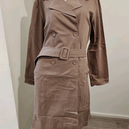 ASOS RRP £75 Cotton On Belted Casual Trench Coat Washed Taupe Oversized UK 8