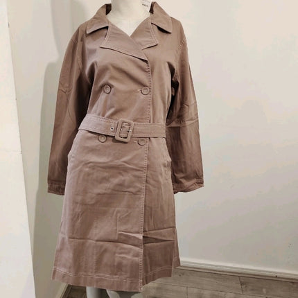 ASOS RRP £75 Cotton On Belted Casual Trench Coat Washed Taupe Oversized UK 8