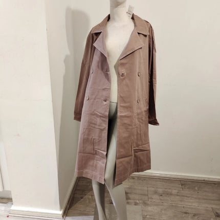 ASOS RRP £75 Cotton On Belted Casual Trench Coat Washed Taupe Oversized UK 14