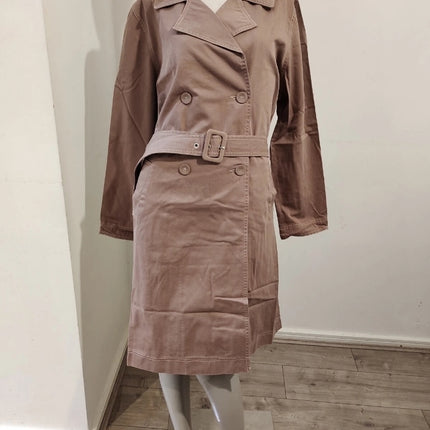 ASOS RRP £75 Cotton On Belted Casual Trench Coat Washed Taupe Oversized UK 14