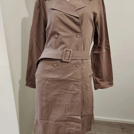 ASOS RRP £75 Cotton On Belted Casual Trench Coat Washed Taupe Oversized UK 14