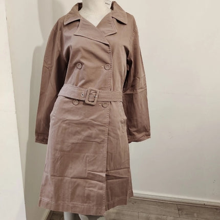 ASOS RRP £75 Cotton On Belted Casual Trench Coat Washed Taupe Oversized UK 14