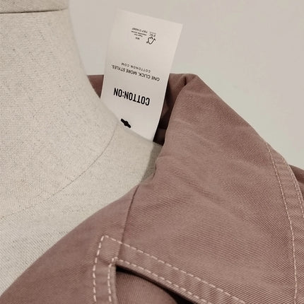 ASOS RRP £75 Cotton On Belted Casual Trench Coat Washed Taupe Oversized UK 14