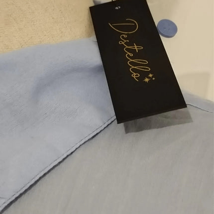 Destello bead embellishment embroidery lace trim button collar shirt mini Dress